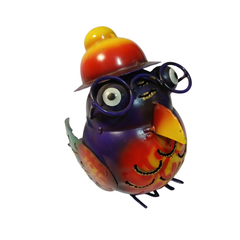 Owl tea light holder in purple 13 cm high