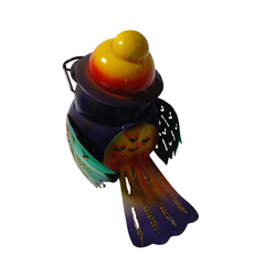 Owl tea light holder in purple 13 cm high