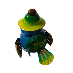 Owl tea light holder in yellow 18 cm high