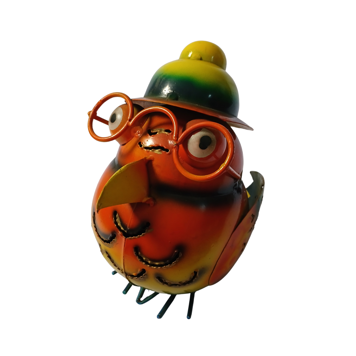 Owl tea light holder in orange 18 cm high