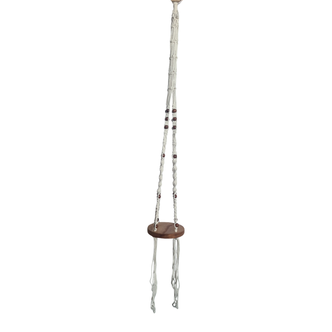 Macrame hanging plant holder 60 cm drop 15 cm tray