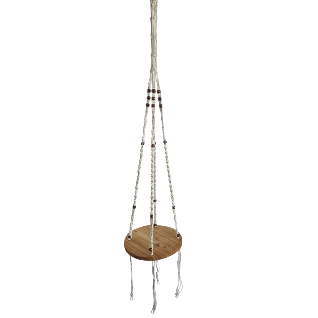 Macrame hanging plant holder 100 cm drop 30 cm tray