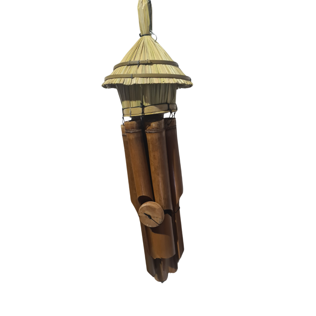 Bamboo bird nest with wind chime 50 cm