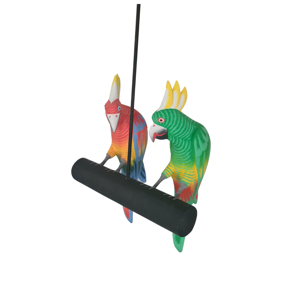 Parrots pair on perch 30 cm