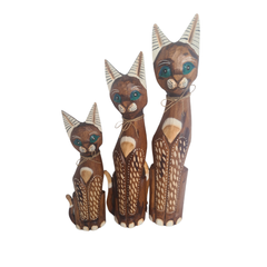 Cat set 3 carving dot finishing as 40, 50, 60 cm