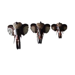 Elephant heads wall hangings set of 3 as 50, 40, 30 cm