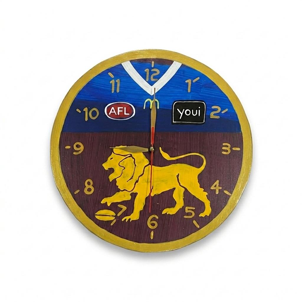 Football clock round  30 cm Brisbane Lions