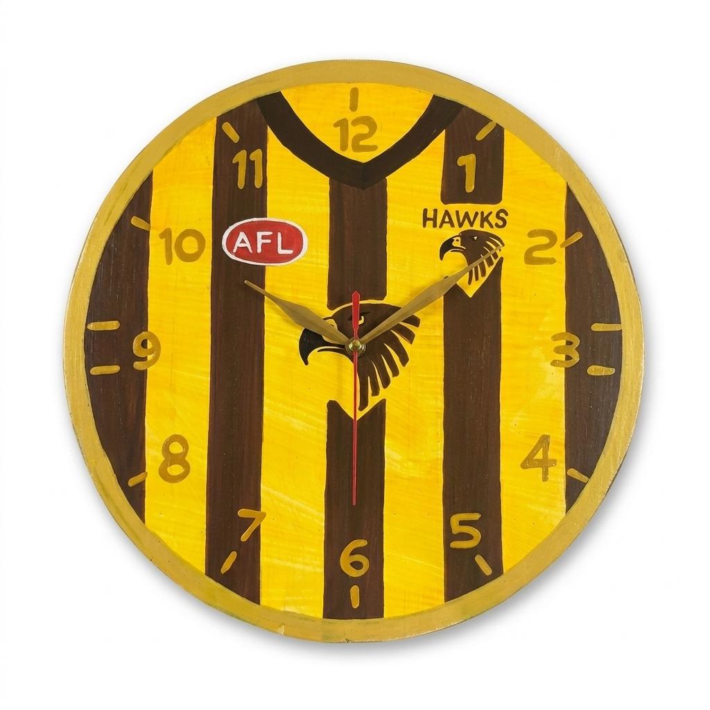 Football clock round  30 cm Hawthorn Hawks