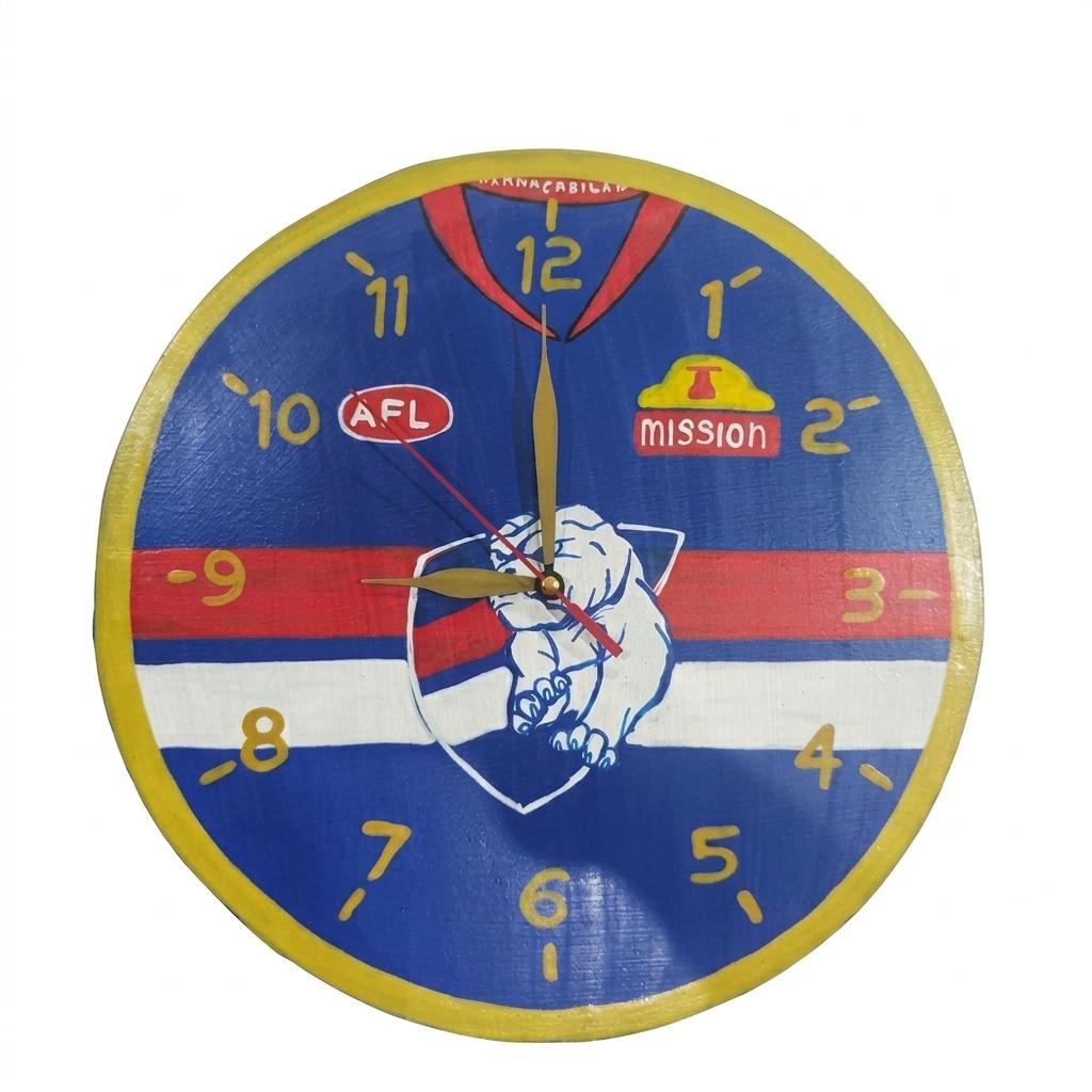 Football clock round  30 cm Western Bulldogs