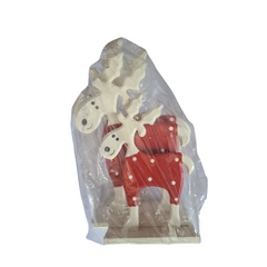 Moose White & Red Set Of 3, L = 23 x 12 x 8, M = 20 x 10 x 7, S = 16 x 8 x 6 cm
