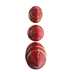 Xmas Cone Trees Red & Gold Set Of 3, L = 20, M = 16, S = 13 cm