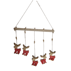 Xmas Wall Decoration Red & Gold Reindeers 40 cm